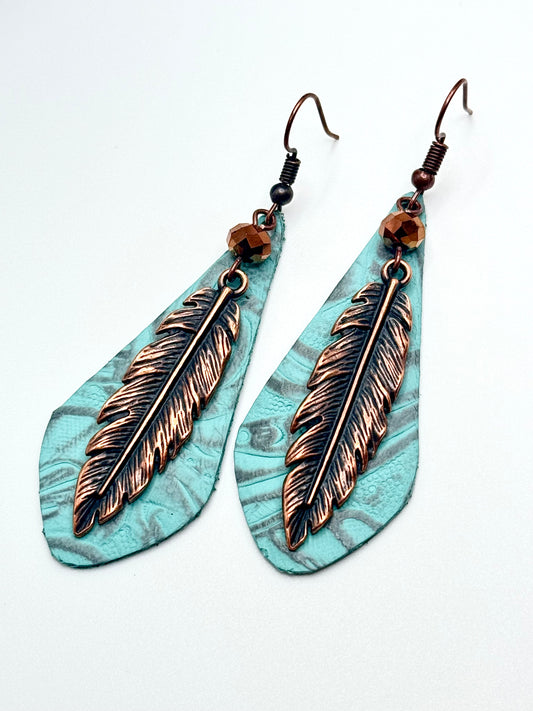 Copper Feathers and Genuine Leather