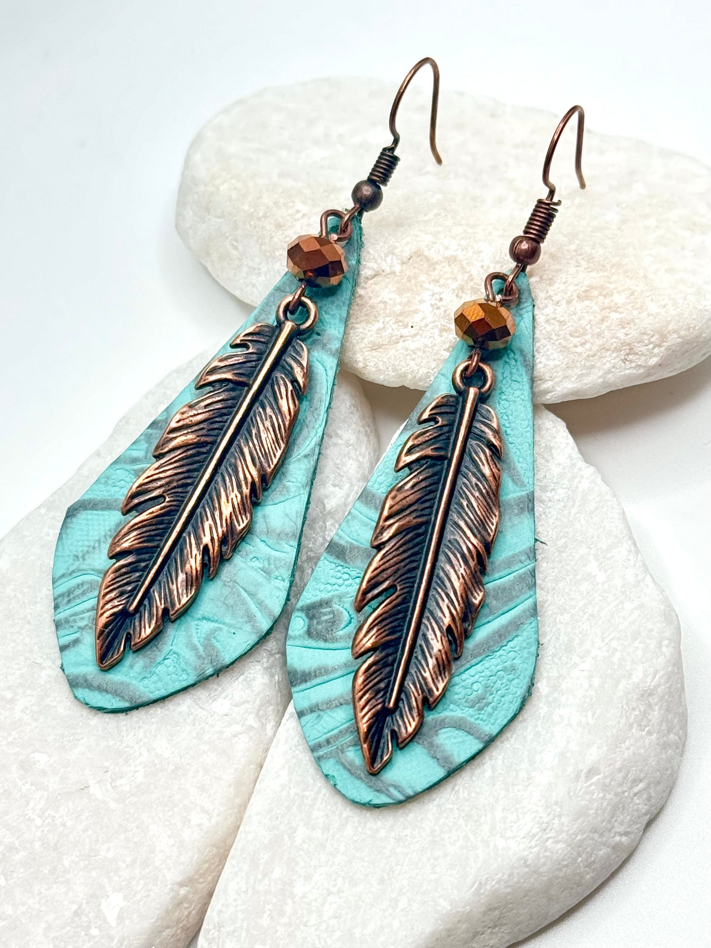 Copper Feathers and Genuine Leather