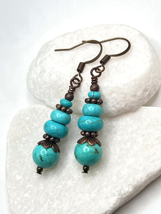 Turquoise and Copper Dangles