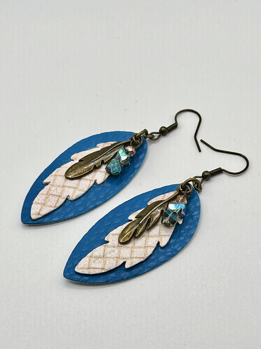 Blue Feather Earrings