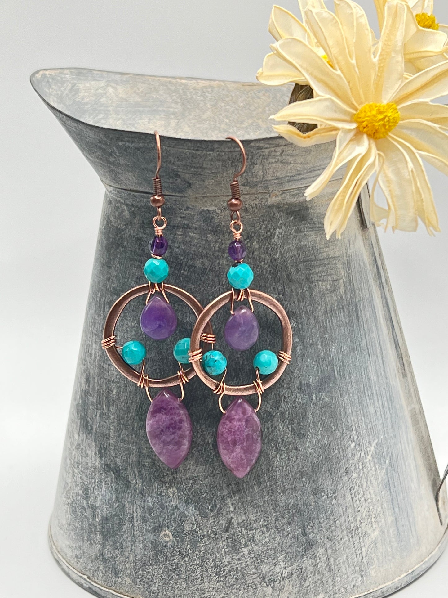 Wire Wrapped Amethyst & Turquoise