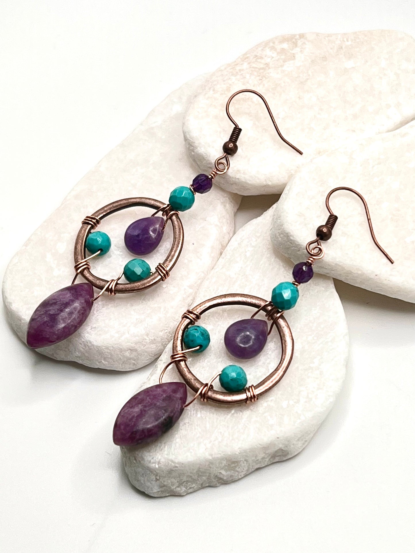 Wire Wrapped Amethyst & Turquoise