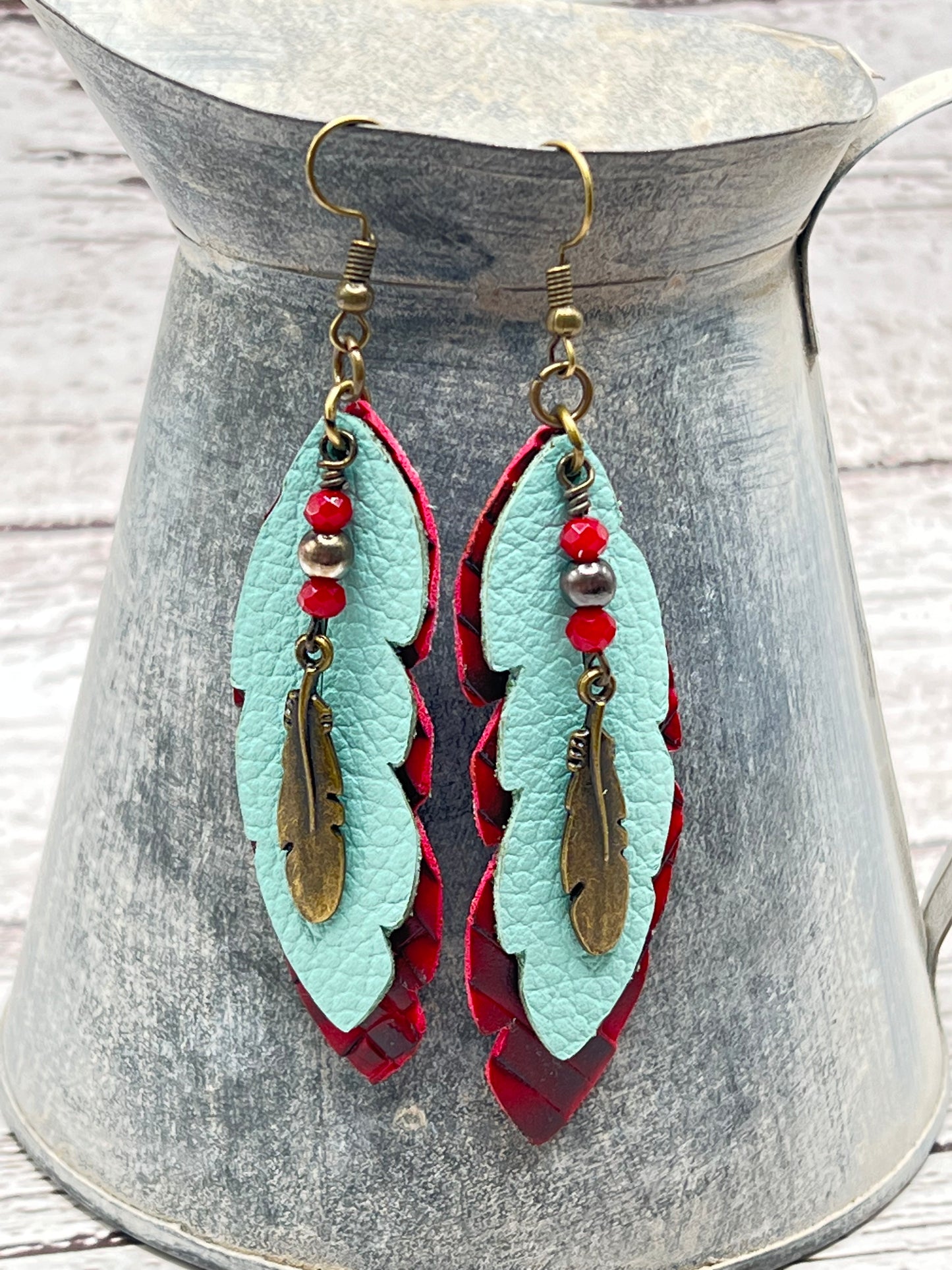 Red & Turquoise Feathers